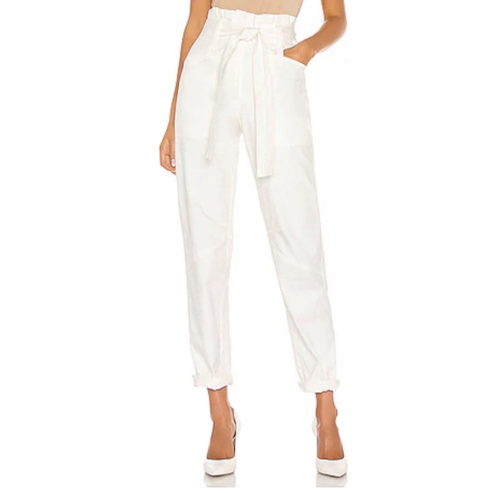 A.L.C. Coburn Tapered Paperbag High Waist Pant 100% Cotton - Color Chalk/White 6